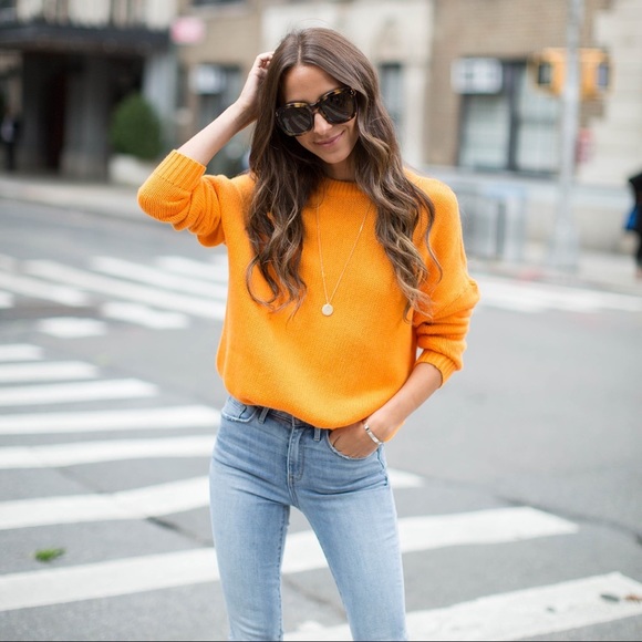 HP 🎉 Something Navy x Treasure and Bond Orange Sweater, USED - Picture 8 of 11